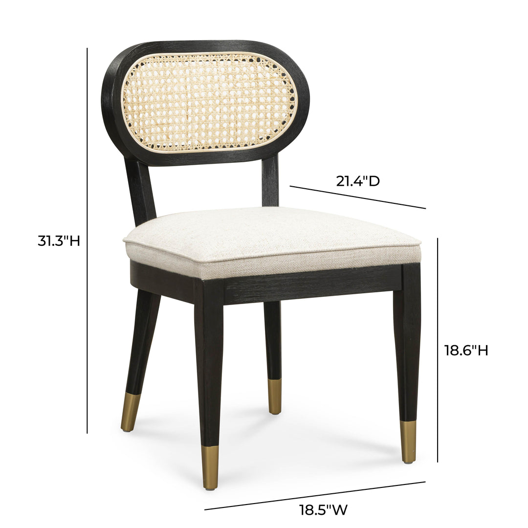 Cosette Black Dining Chair in Cream Performance Linen