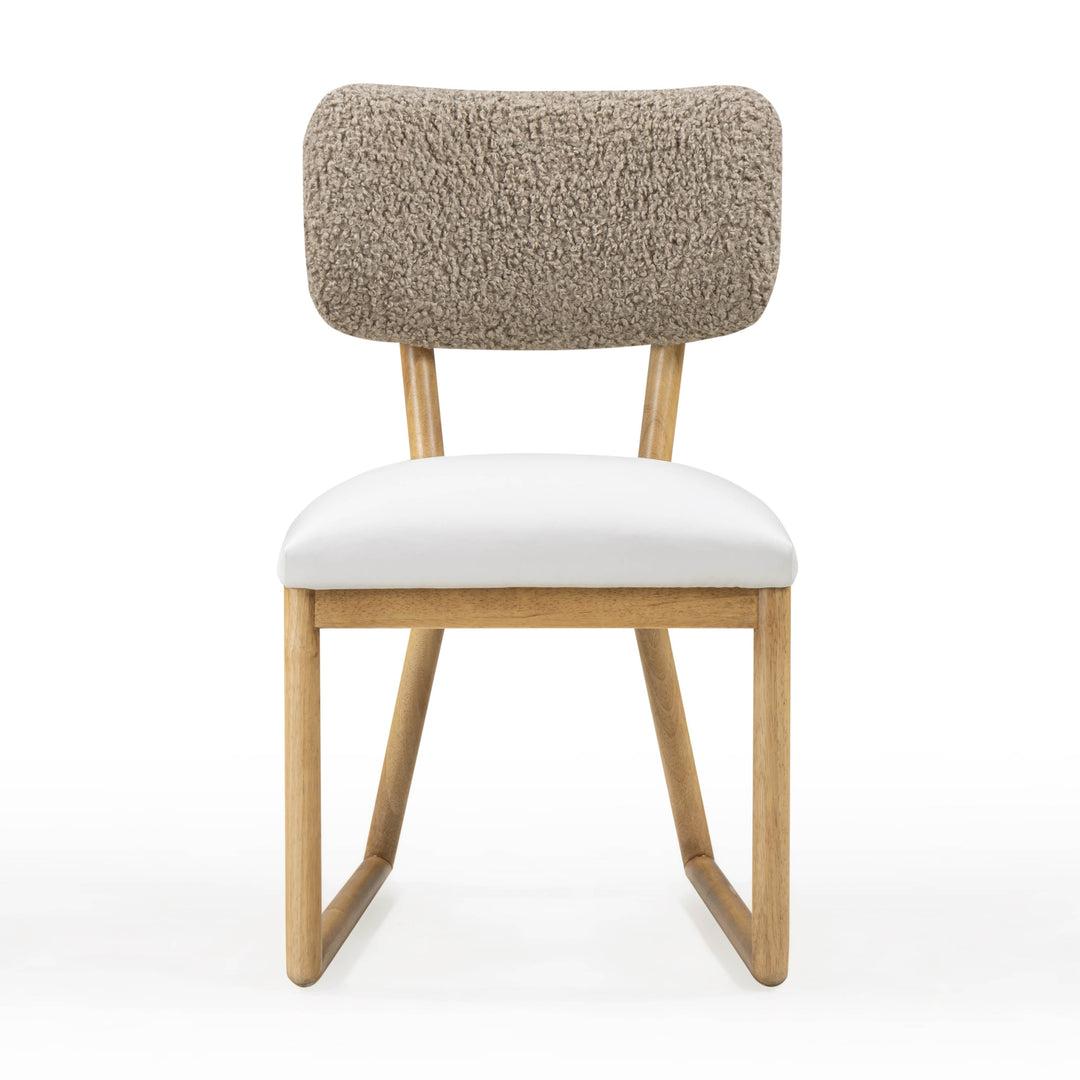Bobbie Cream Performance Vegan Leather and Grey Vegan Shearling Dining Chair