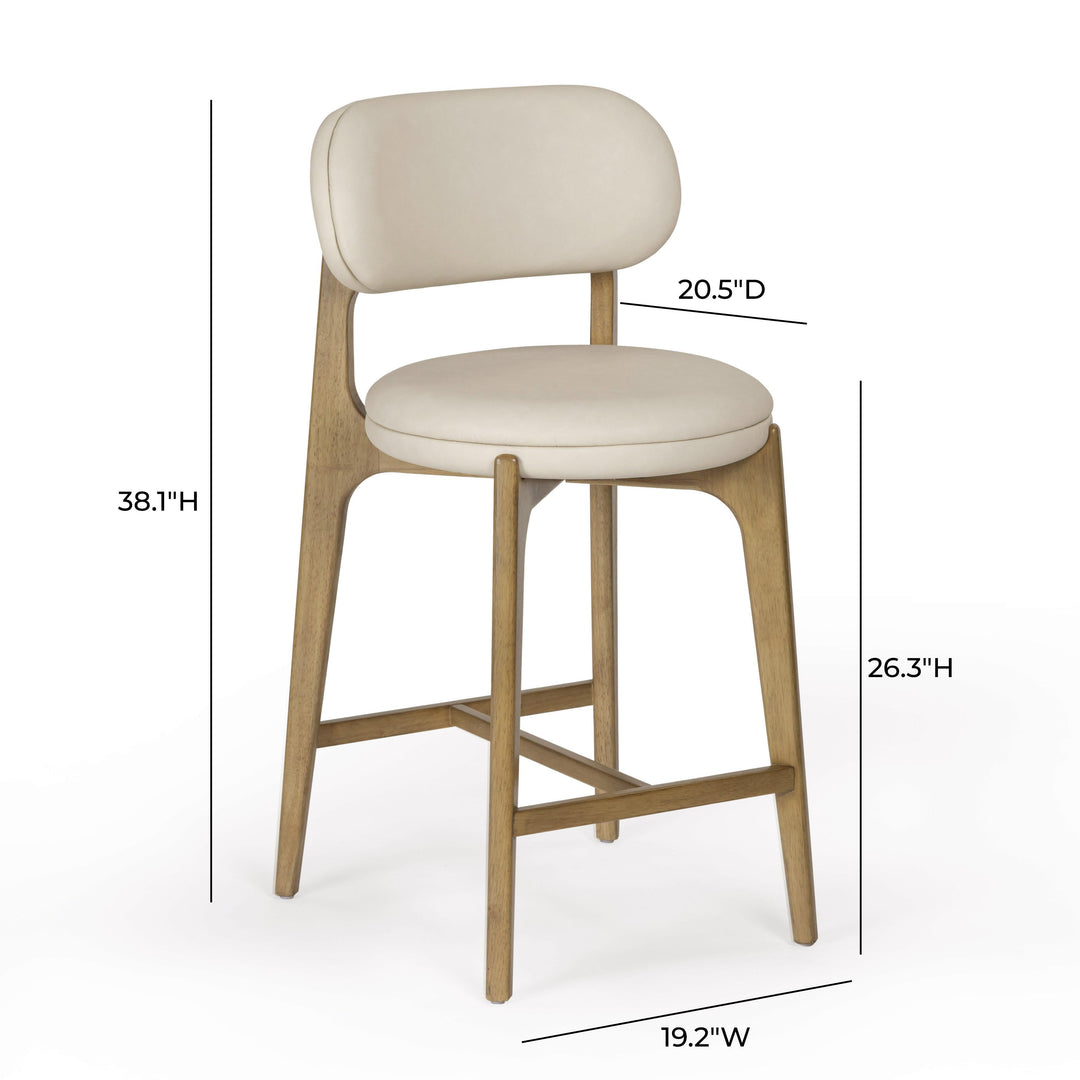 Carnation Cream Performance Vegan Leather Counter Stool