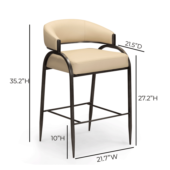 Tatum Taupe Performance Vegan Leather Counter Stool