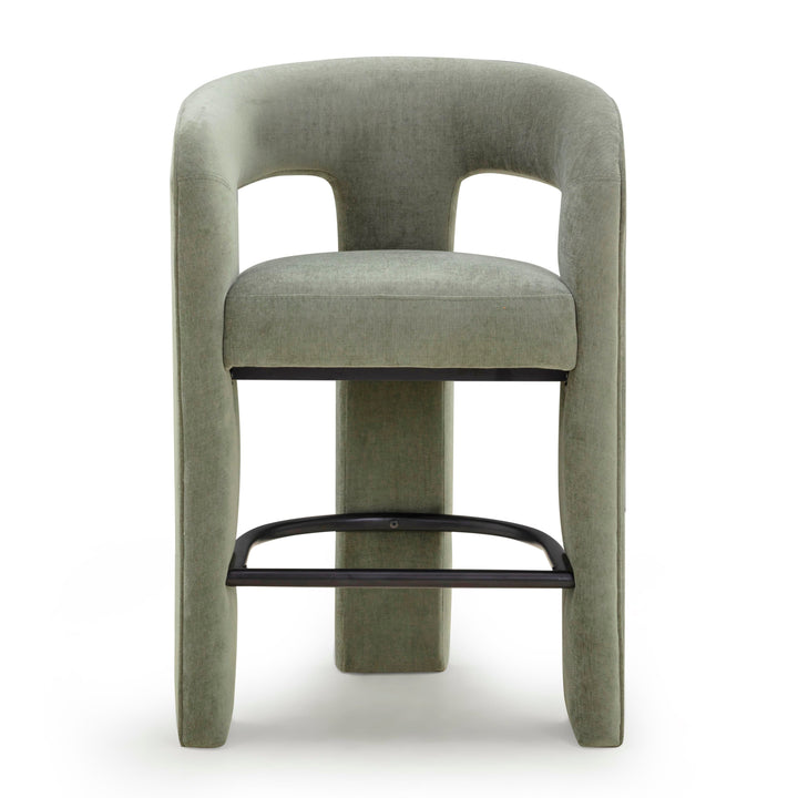 Malone Green Performance Chenille Counter Stool