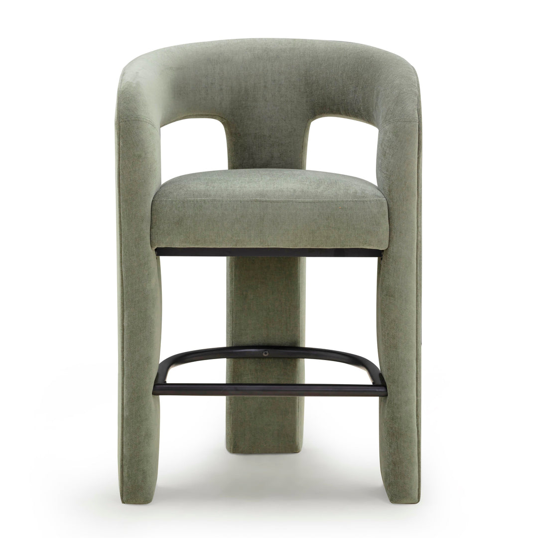 Malone Green Performance Chenille Counter Stool
