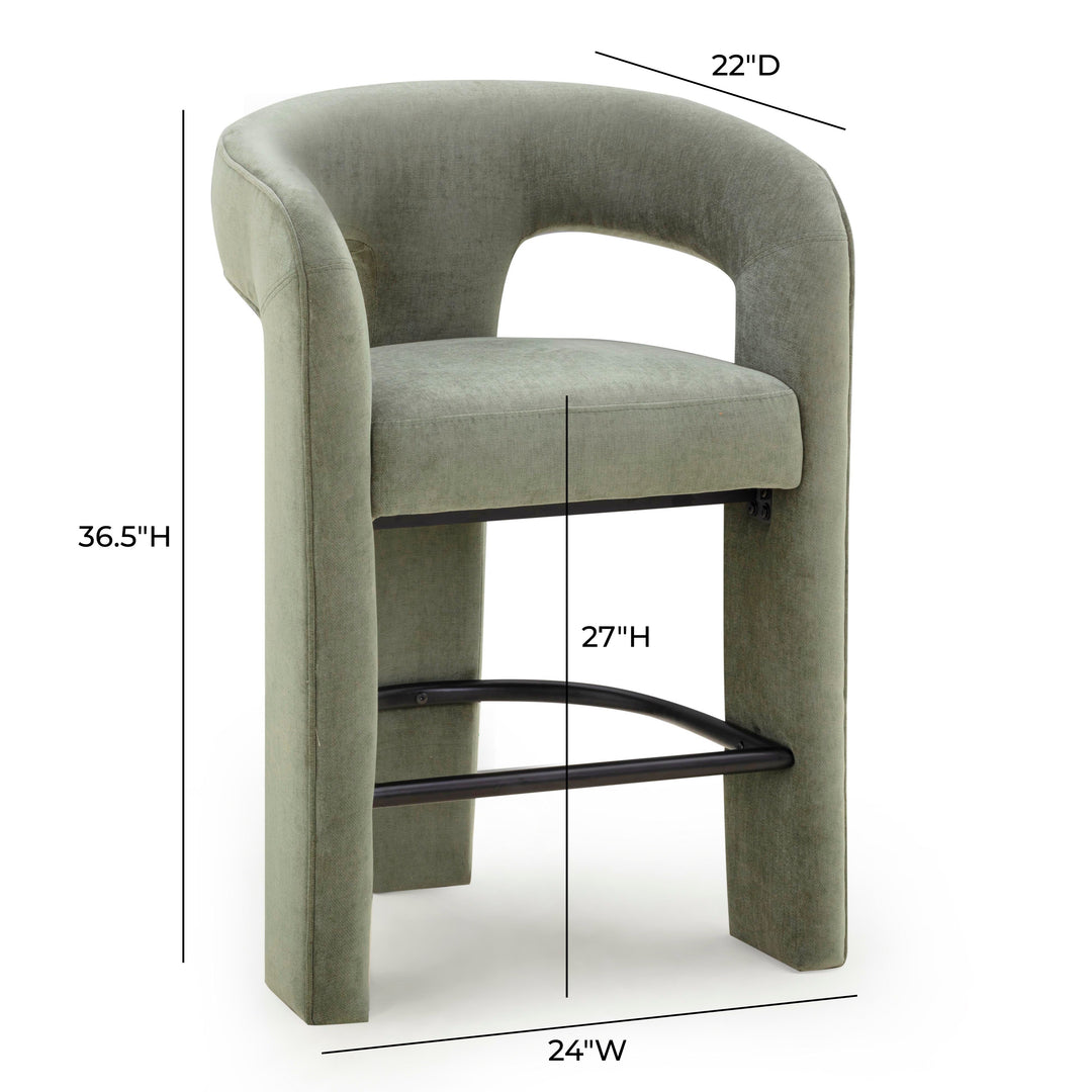 Malone Green Performance Chenille Counter Stool