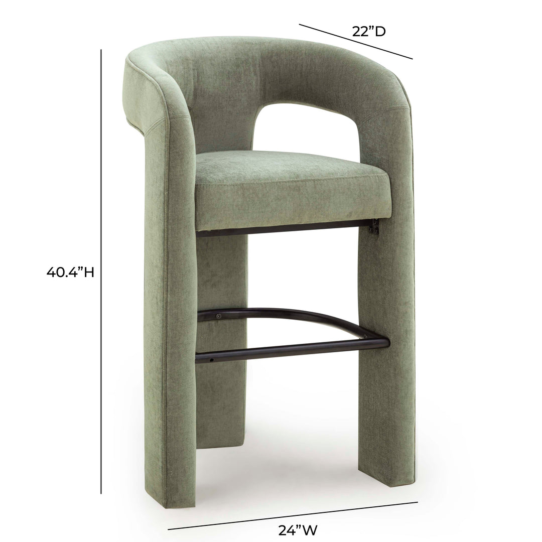 Malone Green Performance Chenille Bar Stool