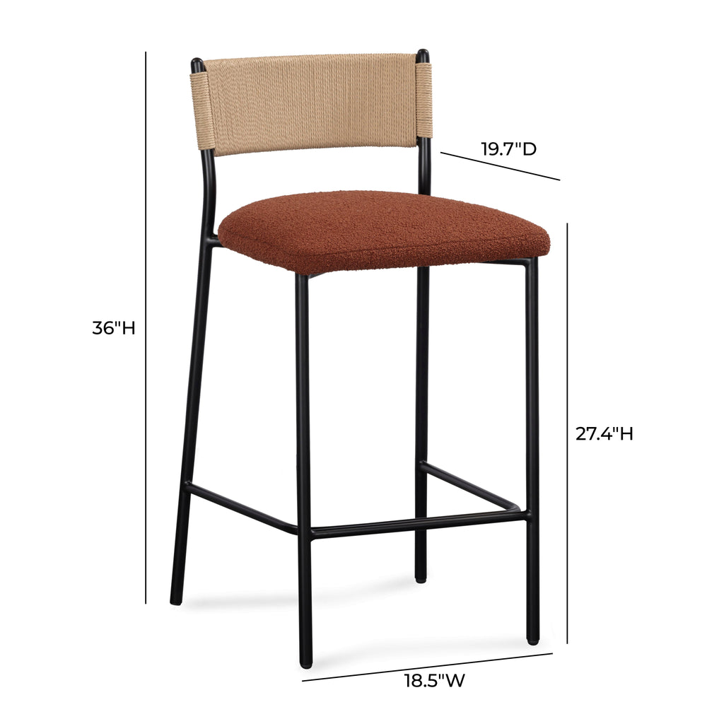 Celine Maroon Performance Boucle Counter Stool