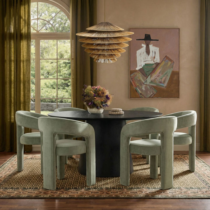 Sahara 60" Black Oak Round Dining Table