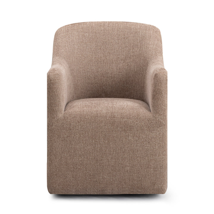 Helena Tall Chocolate Brown Textured Weave Performance Fabric Dining Chair