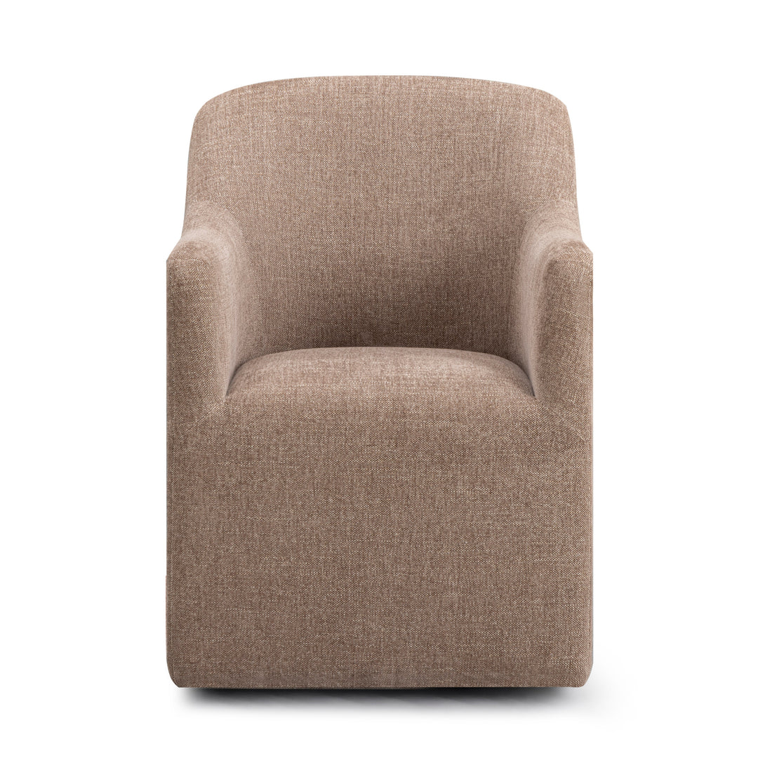 Helena Tall Chocolate Brown Textured Weave Performance Fabric Dining Chair