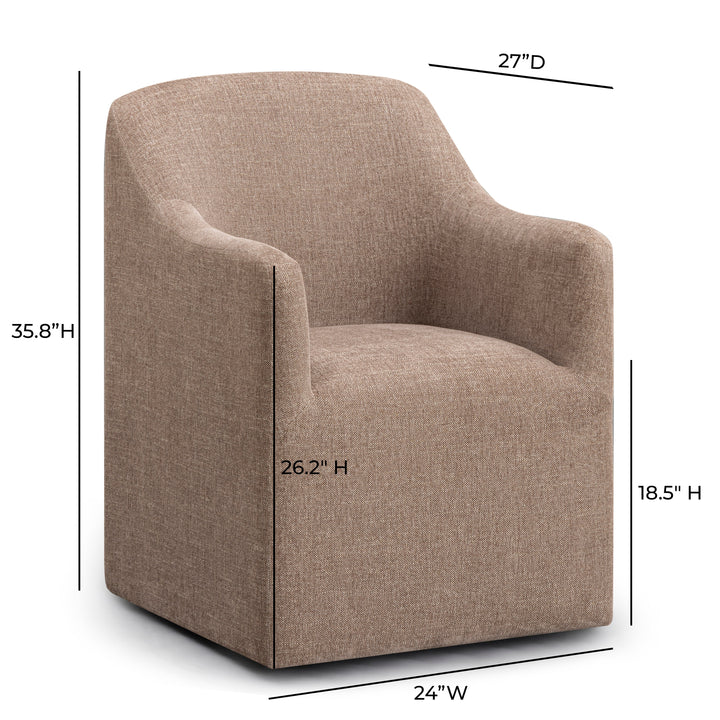 Helena Tall Chocolate Brown Textured Weave Performance Fabric Dining Chair