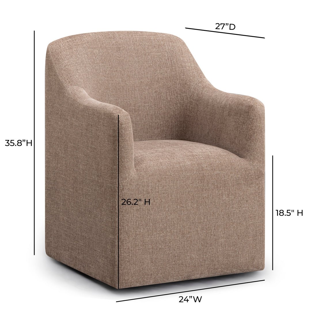 Helena Tall Chocolate Brown Textured Weave Performance Fabric Dining Chair