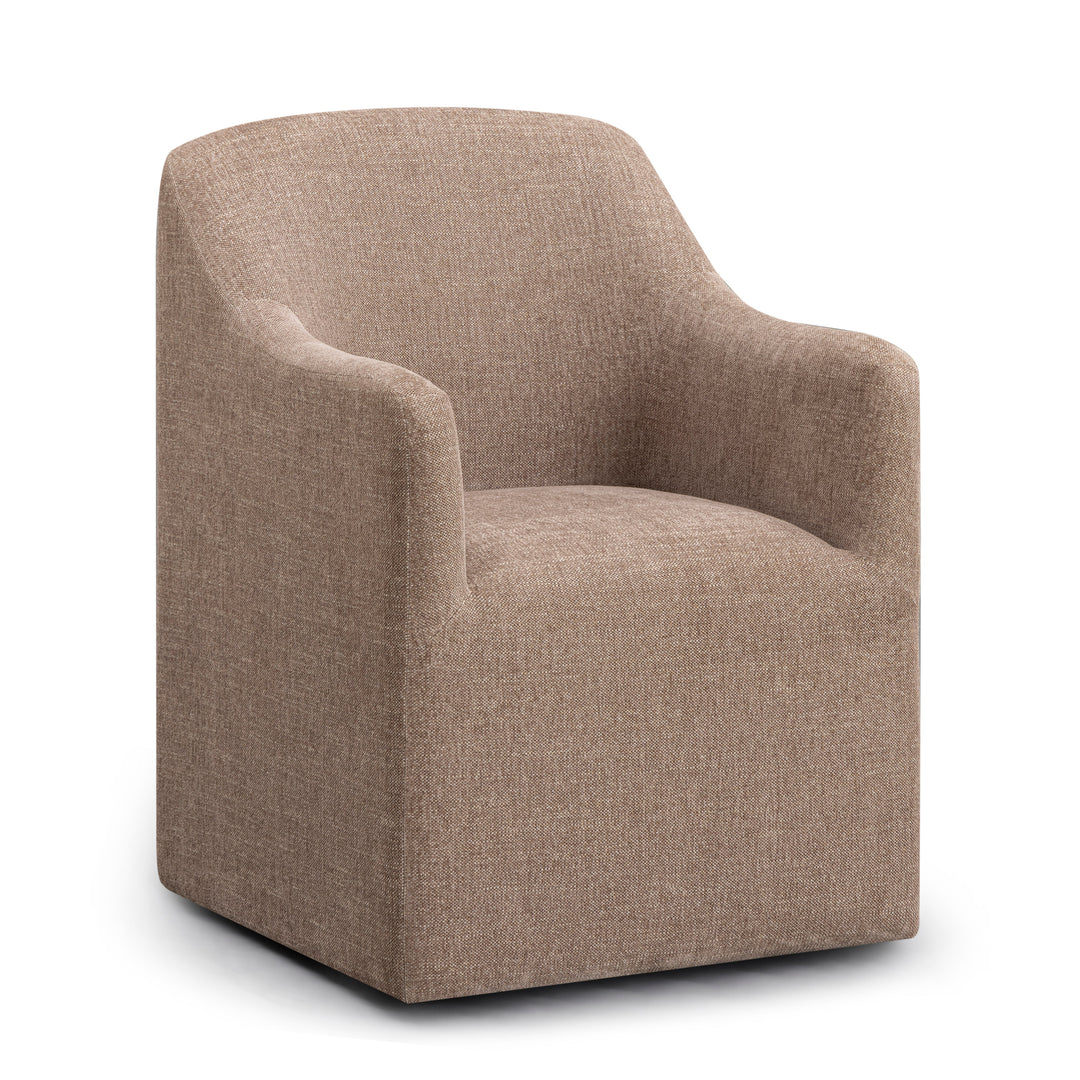 Helena Tall Chocolate Brown Textured Weave Performance Fabric Dining Chair