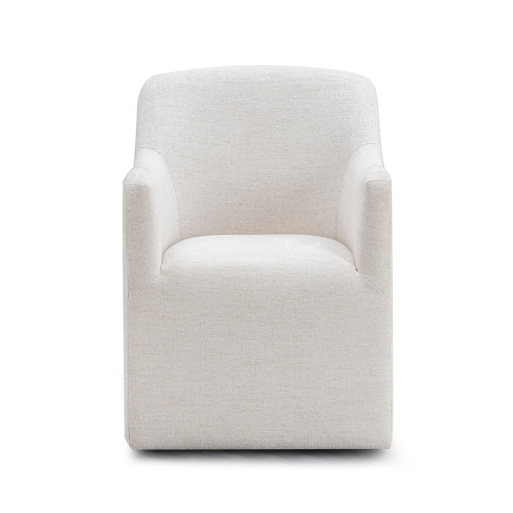 Helena Tall Off-White Textured Weave Performance Fabric Dining Chair