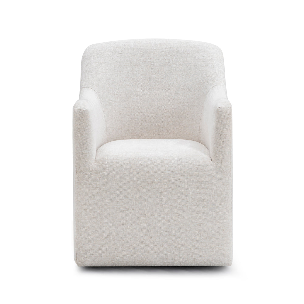 Helena Tall Off-White Textured Weave Performance Fabric Dining Chair