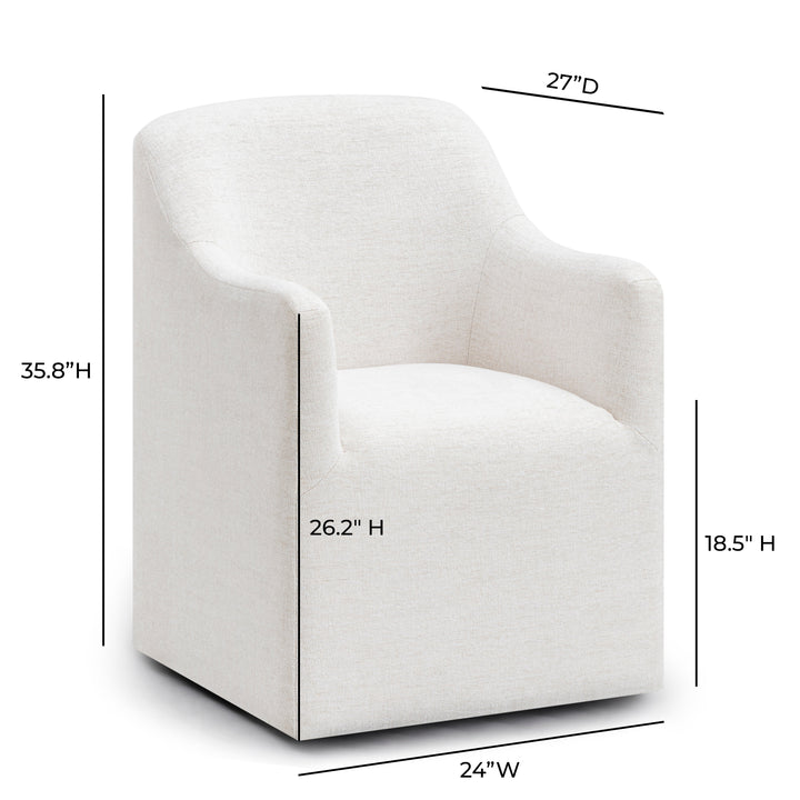 Helena Tall Off-White Textured Weave Performance Fabric Dining Chair