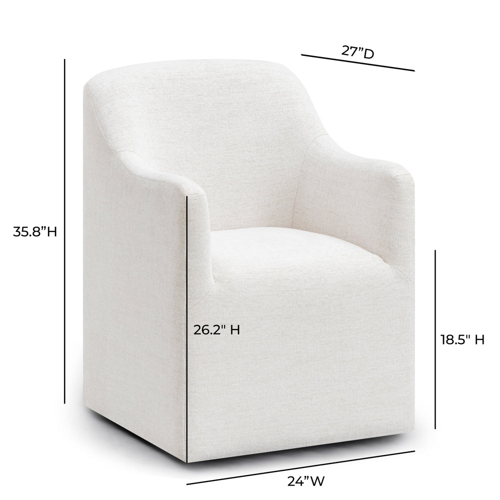 Helena Tall Off-White Textured Weave Performance Fabric Dining Chair
