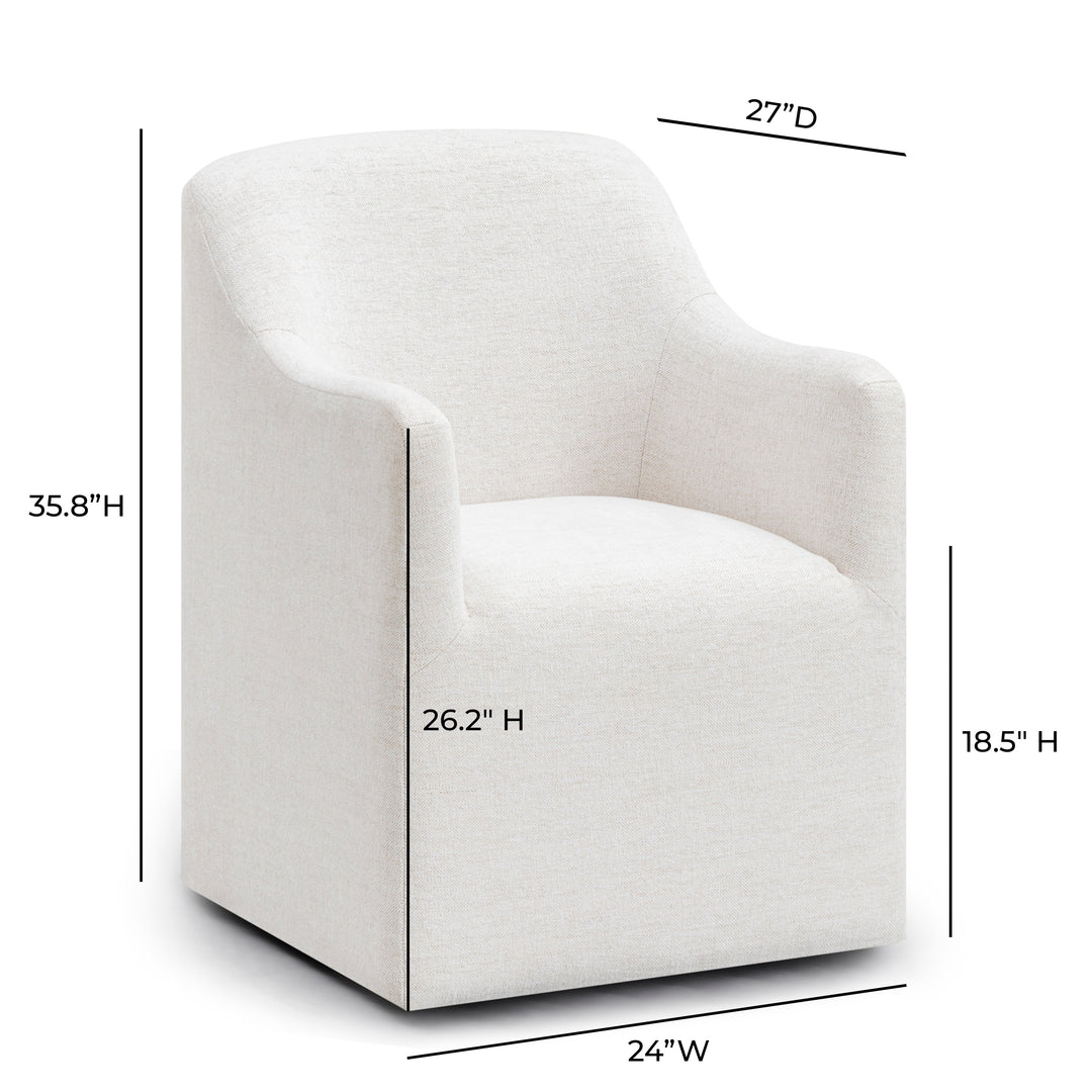Helena Tall Off-White Textured Weave Performance Fabric Dining Chair