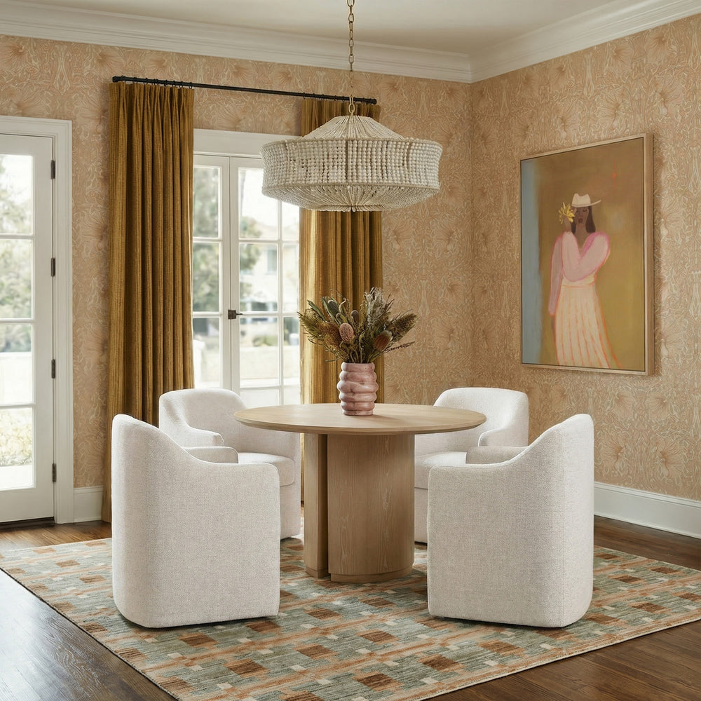 Helena Tall Off-White Textured Weave Performance Fabric Dining Chair