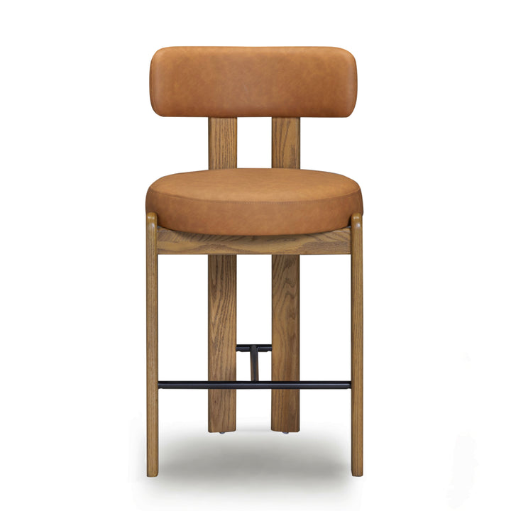 Odessa Saddle Brown Performance Vegan Leather Counter Stool
