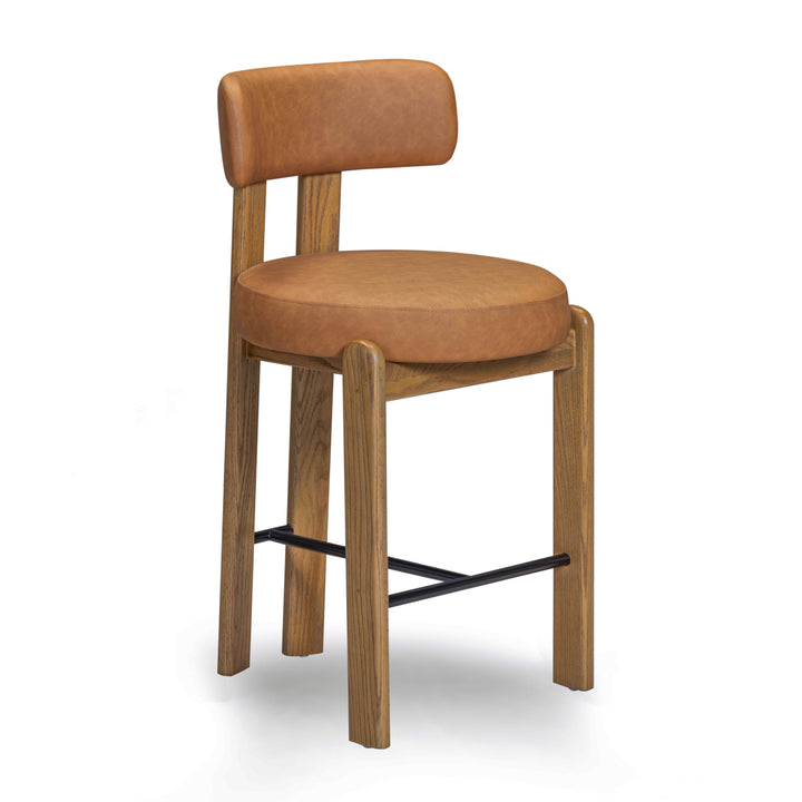 Odessa Saddle Brown Performance Vegan Leather Counter Stool