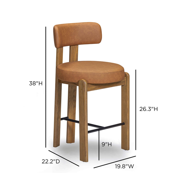 Odessa Saddle Brown Performance Vegan Leather Counter Stool