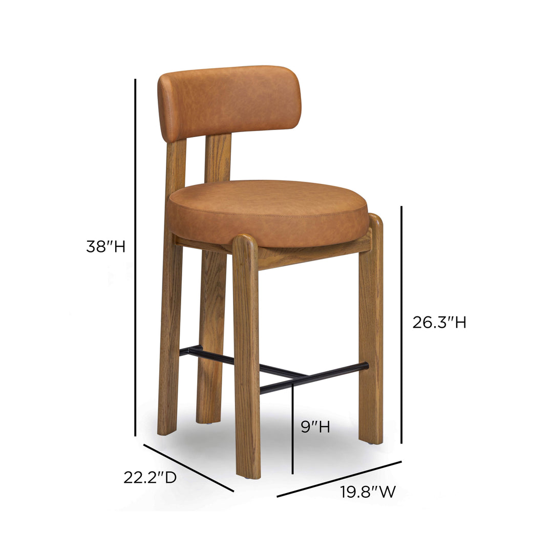 Odessa Saddle Brown Performance Vegan Leather Counter Stool