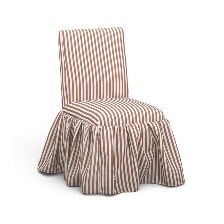 Gertrude Brown Striped Performance Linen Skirted Dining Chair