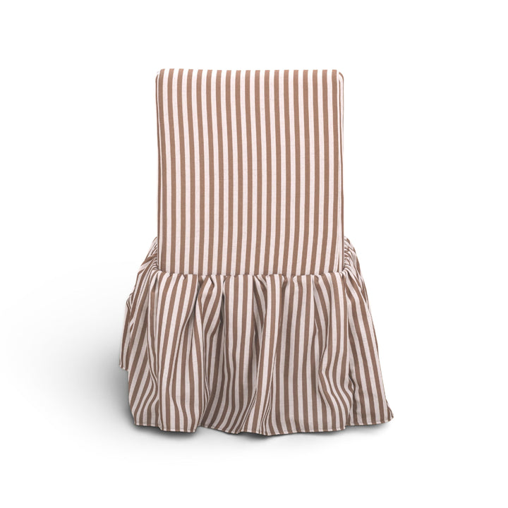 Gertrude Brown Striped Performance Linen Skirted Dining Chair
