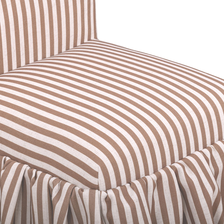 Gertrude Brown Striped Performance Linen Skirted Dining Chair
