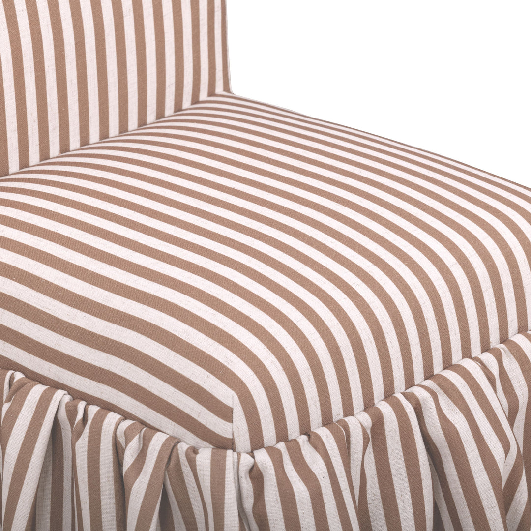 Gertrude Brown Striped Performance Linen Skirted Dining Chair