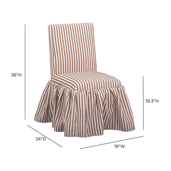 Gertrude Brown Striped Performance Linen Skirted Dining Chair