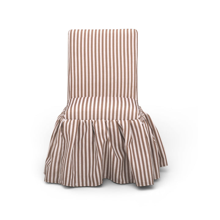 Gertrude Brown Striped Performance Linen Skirted Dining Chair