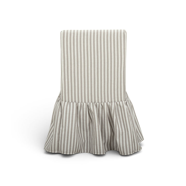 Gertrude Khaki Striped Performance Linen Skirted Dining Chair