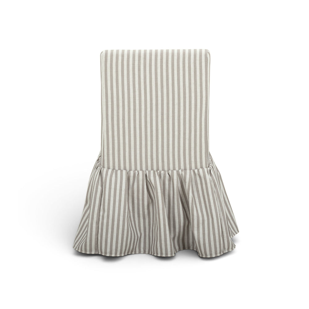 Gertrude Khaki Striped Performance Linen Skirted Dining Chair