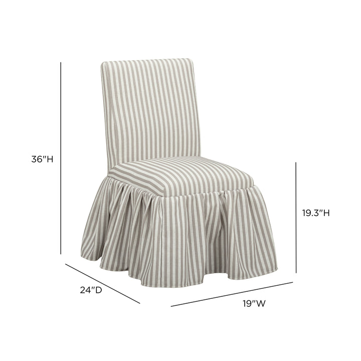 Gertrude Khaki Striped Performance Linen Skirted Dining Chair