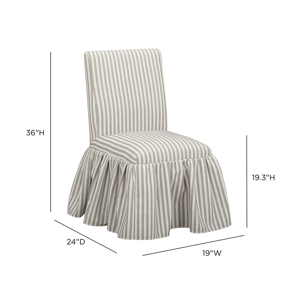 Gertrude Khaki Striped Performance Linen Skirted Dining Chair