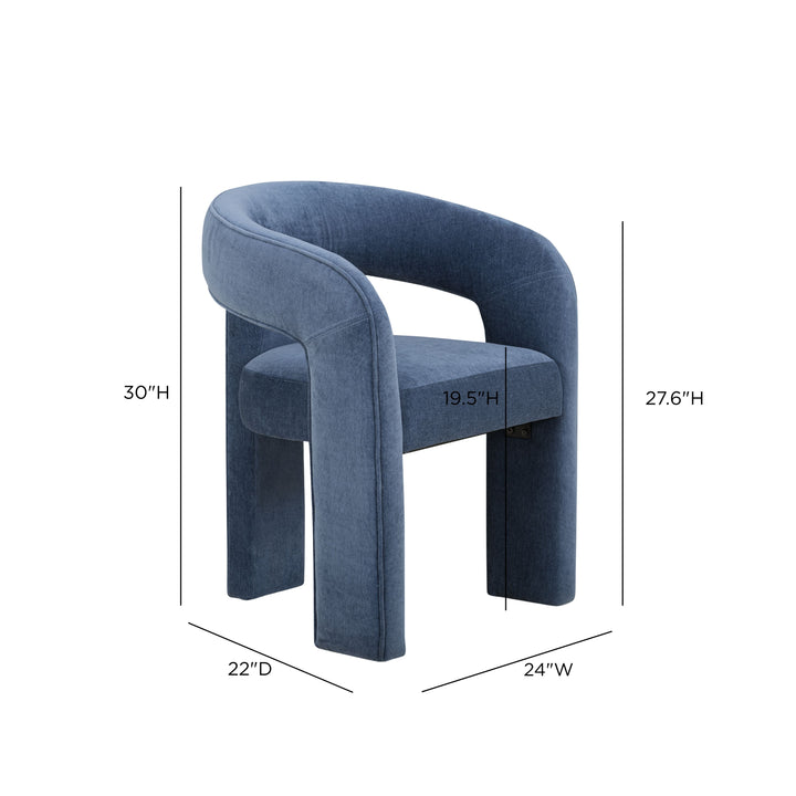 Malone Blue Denim Performance Chenille Dining Chair