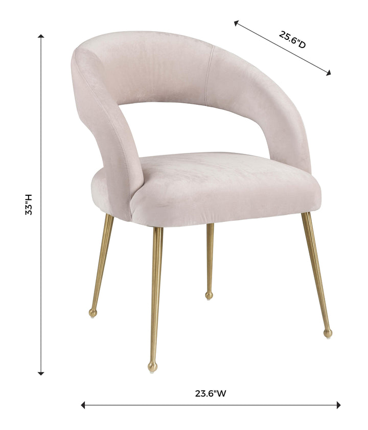 Rocco Blush Performance Velvet Dining Chair - Gold Legs