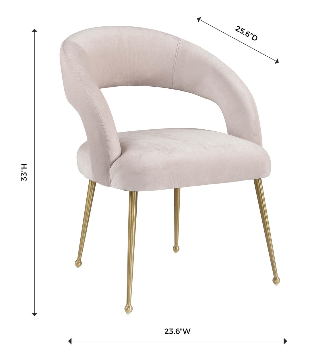 Rocco Blush Performance Velvet Dining Chair - Gold Legs