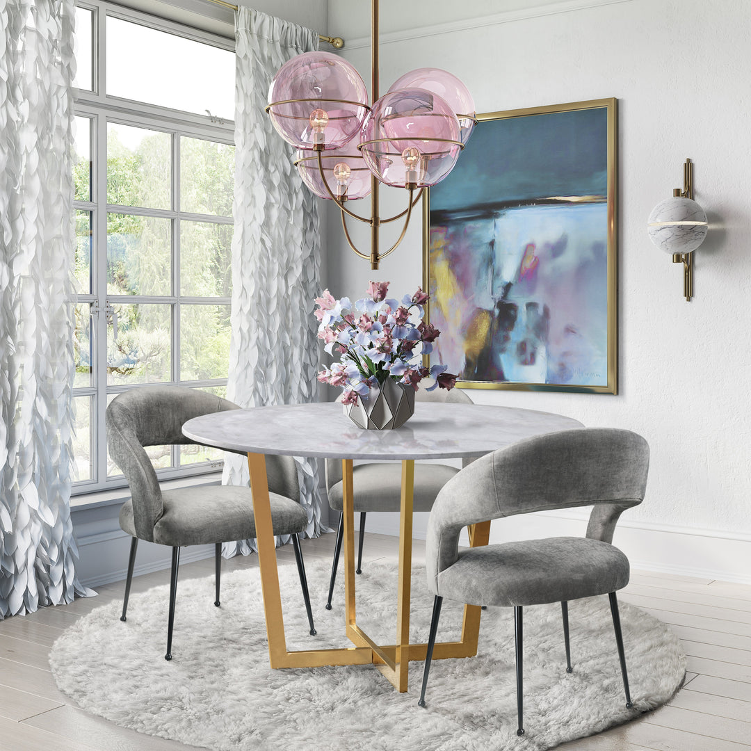 Rocco Light Grey Performance Velvet Dining Chair - Black Legs