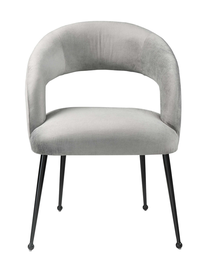 Rocco Light Grey Performance Velvet Dining Chair - Black Legs