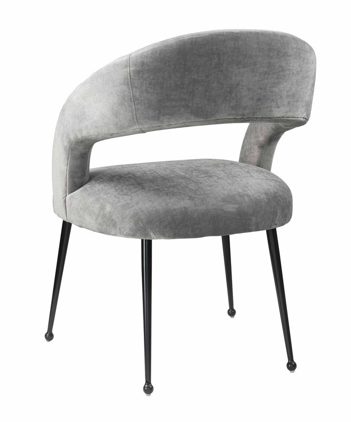 Rocco Light Grey Performance Velvet Dining Chair - Black Legs