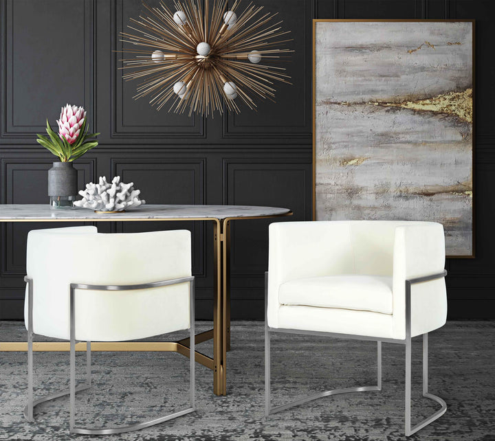 Giselle Performance Velvet Dining Chair with Silver Base by Inspire Me! Home Decor