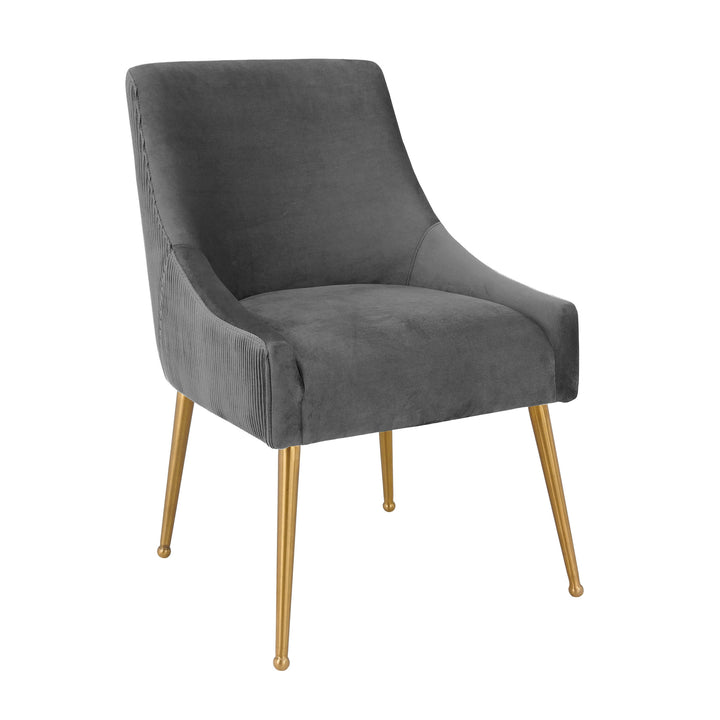 Beatrix Pleated Grey Performance Velvet Dining Chair