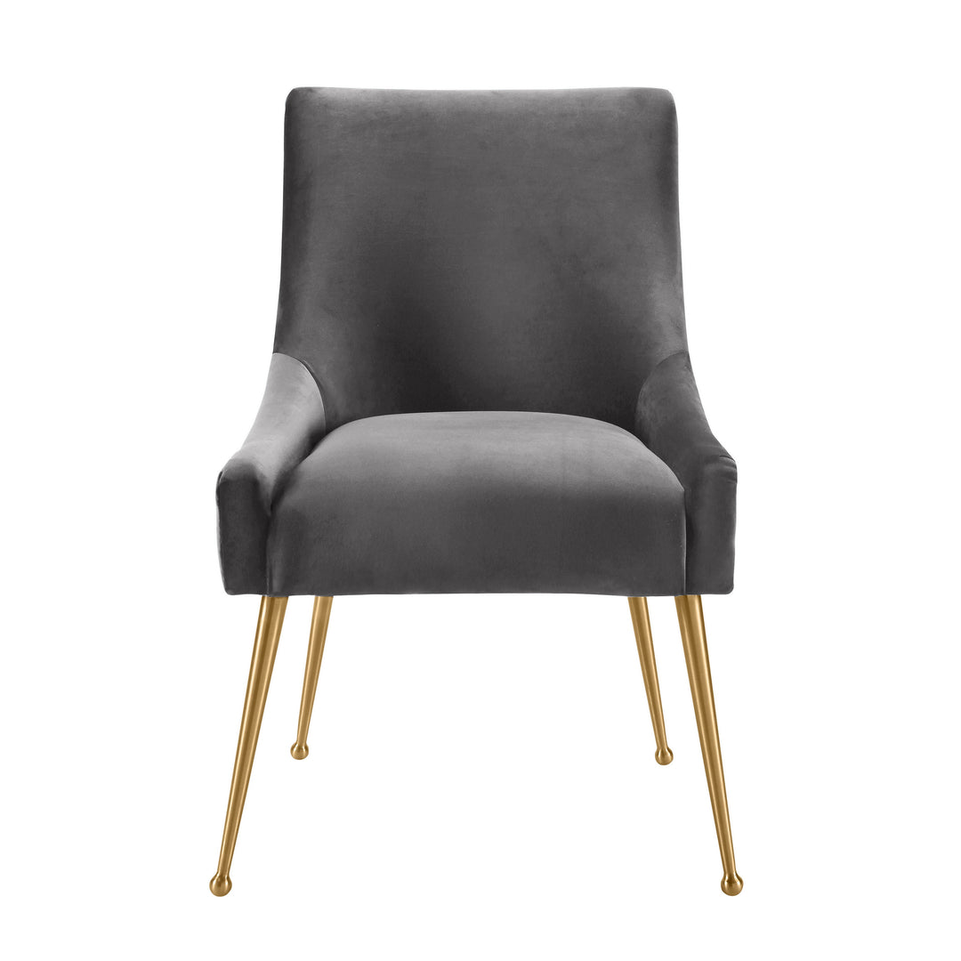 Beatrix Pleated Grey Performance Velvet Dining Chair