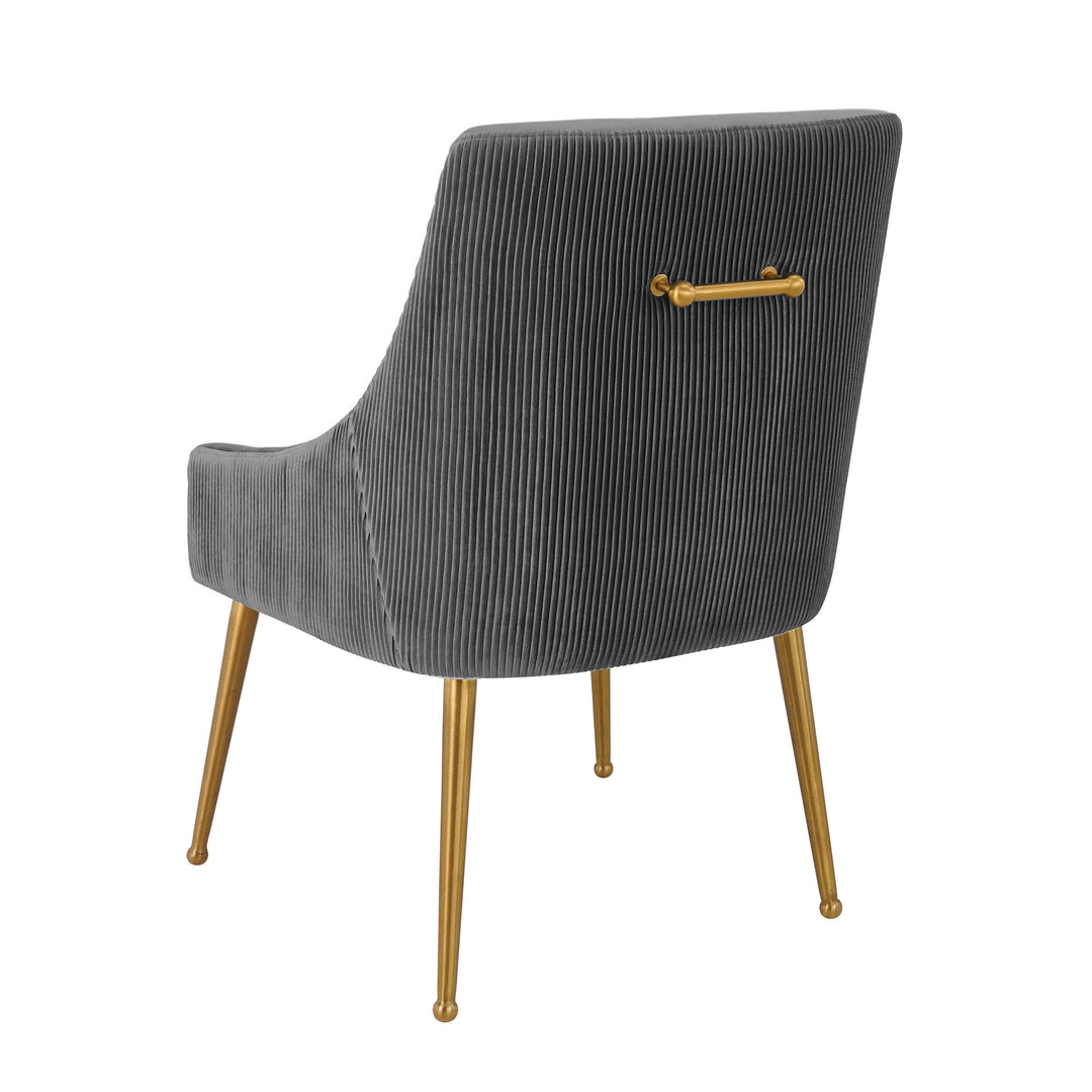 Beatrix Pleated Grey Performance Velvet Dining Chair