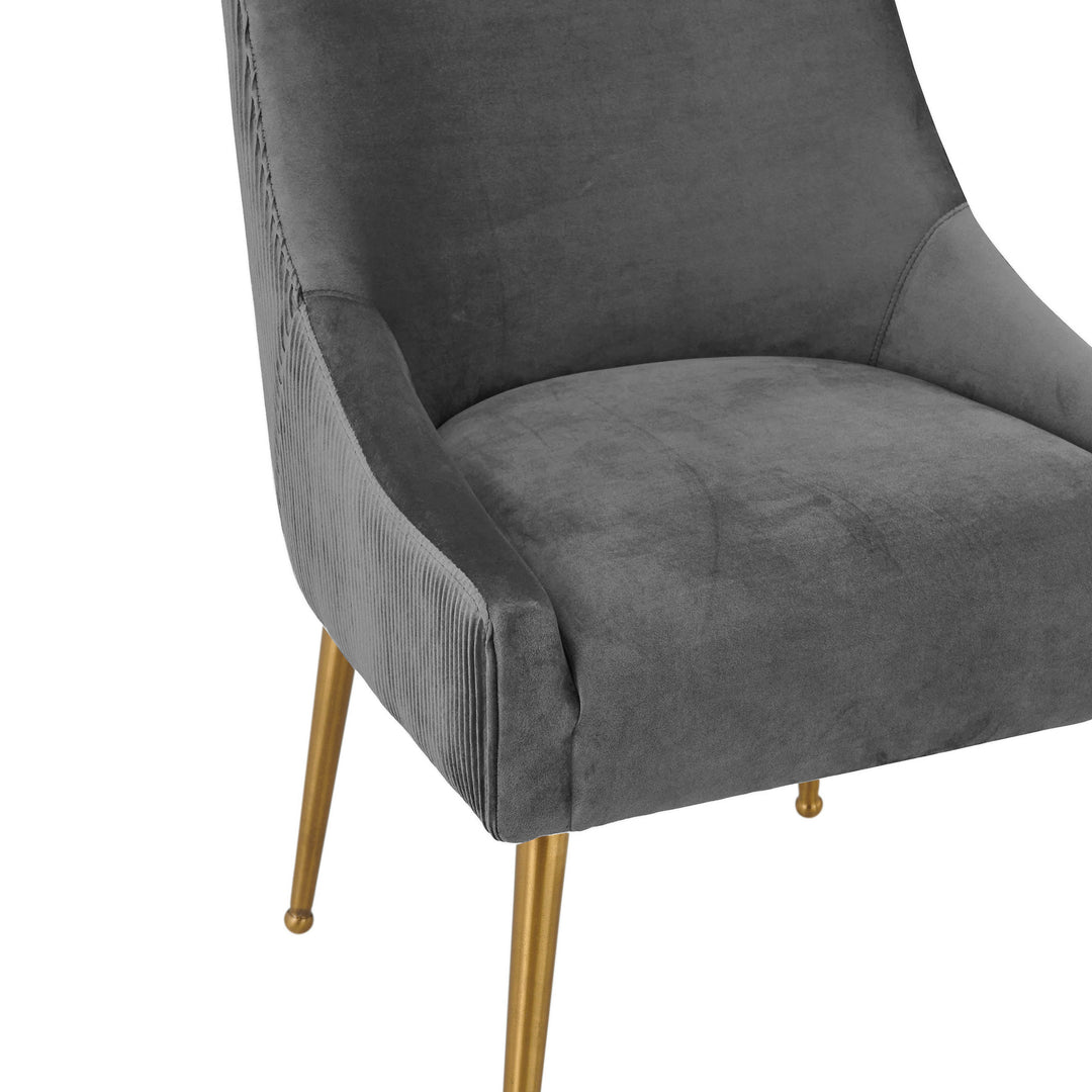 Beatrix Pleated Grey Performance Velvet Dining Chair