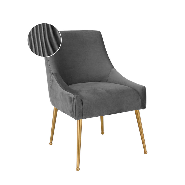 Beatrix Pleated Grey Performance Velvet Dining Chair