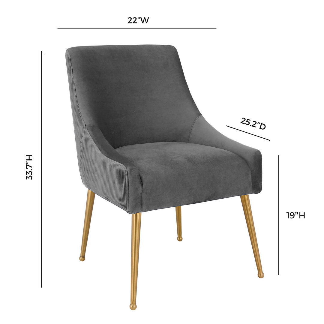 Beatrix Pleated Grey Performance Velvet Dining Chair