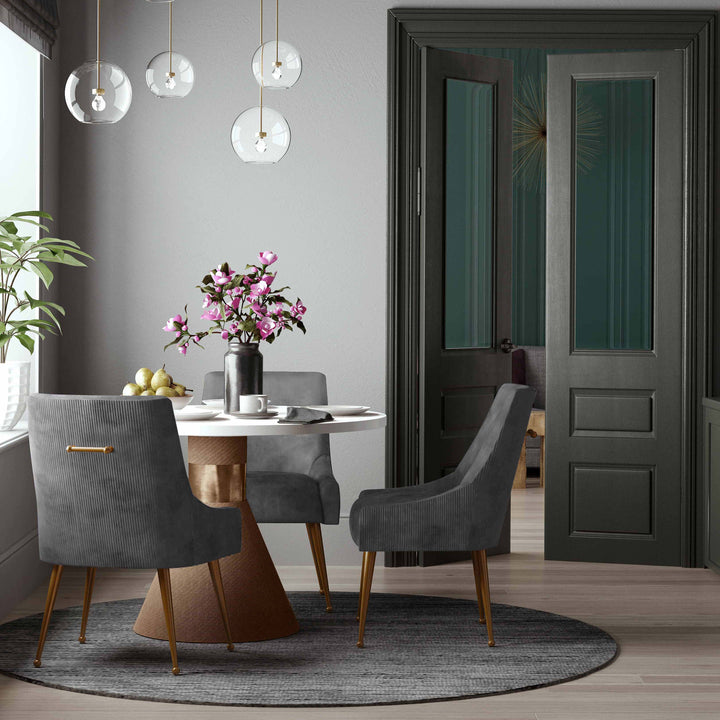 Beatrix Pleated Grey Performance Velvet Dining Chair