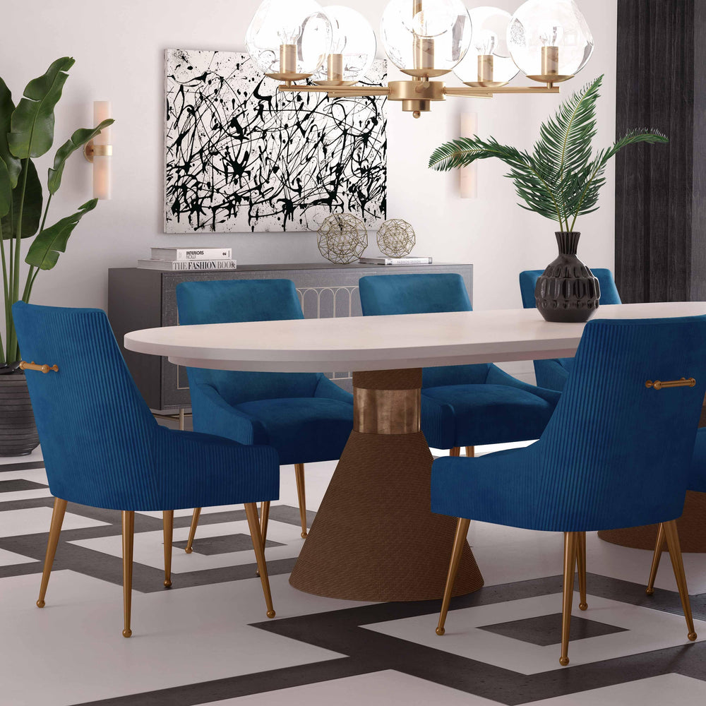 Beatrix Pleated Navy Performance Velvet Dining Chair